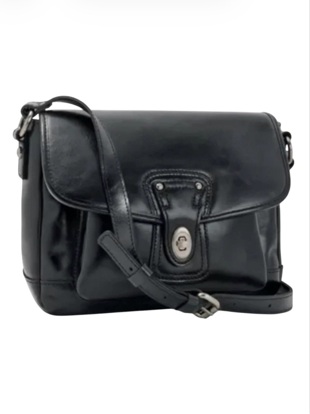Patricia Nash Jackson Black Leather Turn Lock Crossbody Vintage Satchel Bag NWT - Picture 3 of 15